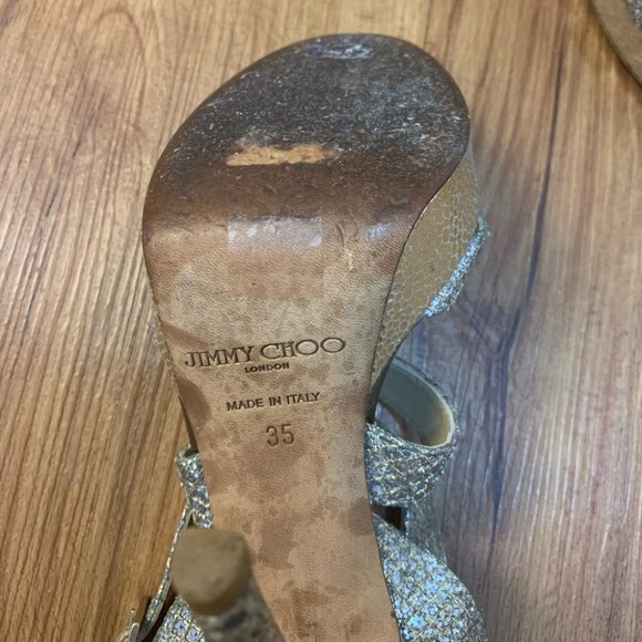 Jimmy Choo Vamp Glitter Crossing-straps Sandals - Picture 11 of 15